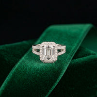 2.45CTW Radiant Halo Multi Row Pavé Lab Grown Diamond Engagement Ring White 