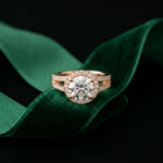 2.45CTW Round Halo Contemporary Split Shank Lab Grown Diamond Engagement Ring Rose Gold