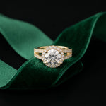 2.45CTW Round Halo Contemporary Split Shank Lab Grown Diamond Engagement Ring Gold