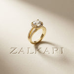 2.45CTW Round Halo Contemporary Split Shank Lab Grown Diamond Engagement Ring Gold