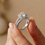 2.45CTW Round Halo Contemporary Split Shank Lab Grown Diamond Engagement Ring White 