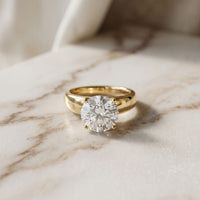 4CTW Round Cut Solitaire Lab Grown Diamond Engagement Ring For Women Gold