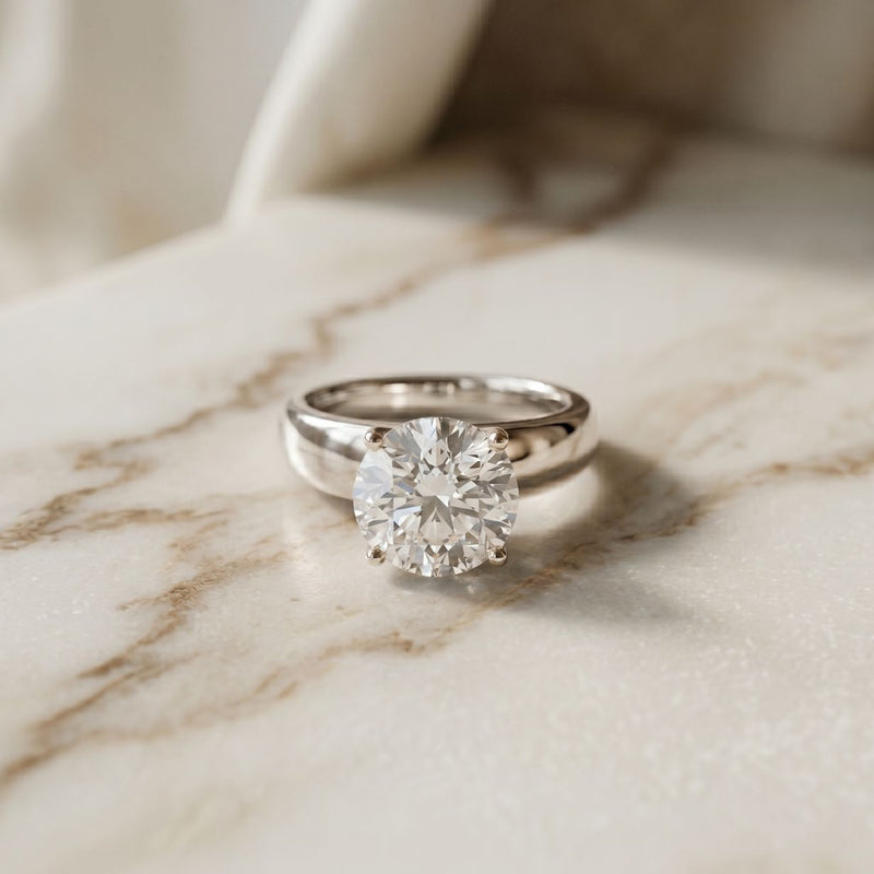 4CTW Round Cut Solitaire Lab Grown Diamond Engagement Ring For Women white 