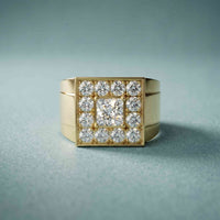 2.35 Ct Princess Cut Moissanite Men's Statement Signet Ring