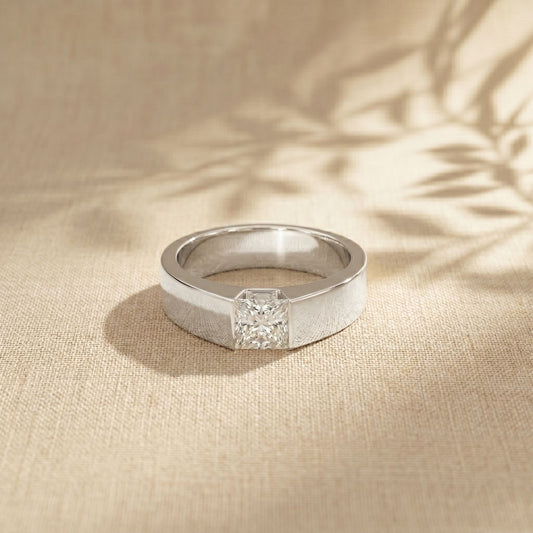 1CT Sovereign Square Lab Grown Diamond Ring For Men White 