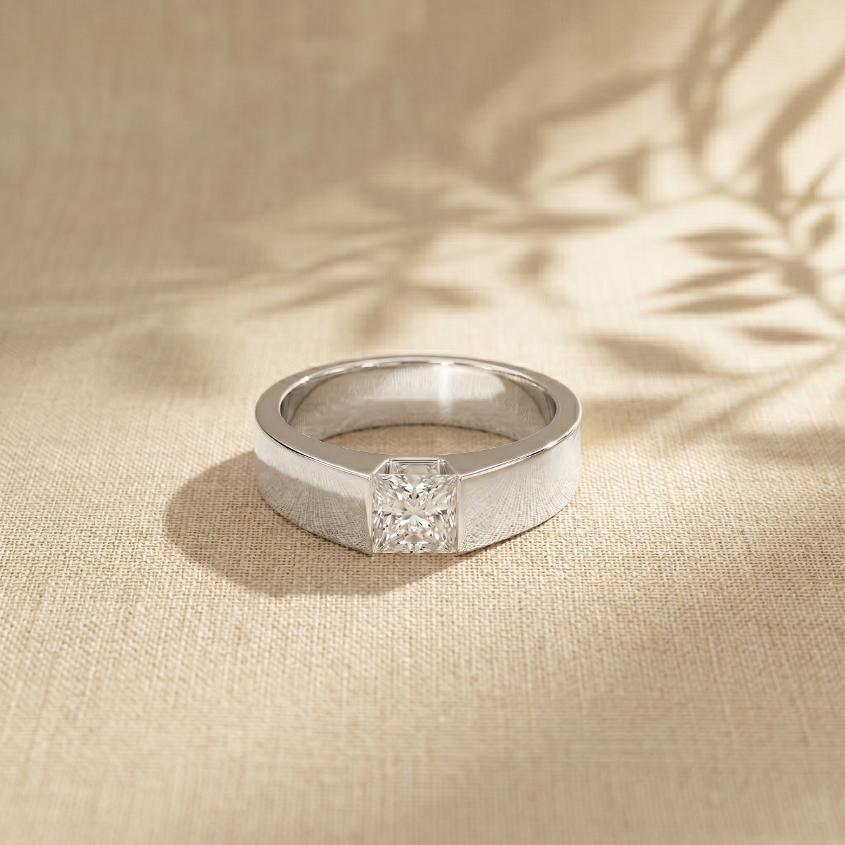 1CT Sovereign Square Lab Grown Diamond Ring For Men White 