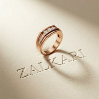 0.50CTW Vow Crest Lab Grown Diamond Gold Ring For Men Rose Gold