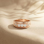 0.50CTW Vow Crest Lab Grown Diamond Gold Ring For Men Rose Gold
