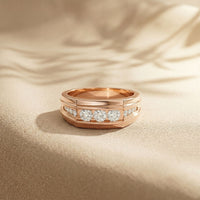 0.50CTW Vow Crest Lab Grown Diamond Gold Ring For Men Rose Gold