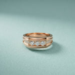 0.50CTW Vow Crest Lab Grown Diamond Gold Ring For Men Rose Gold
