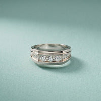 0.50CTW Vow Crest Lab Grown Diamond Gold Ring For Men White 