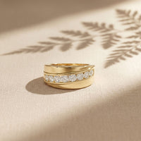 0.90CTW Unity Crest Lab Grown Diamond Ring For Men Gold