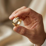 0.90CTW Unity Crest Lab Grown Diamond Ring For Men Gold