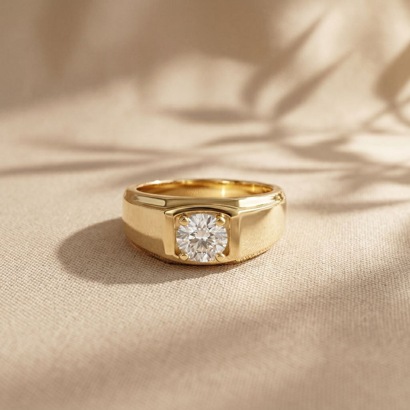 1CTW Monarch Square Lab Grown Diamond Ring For Men Gold