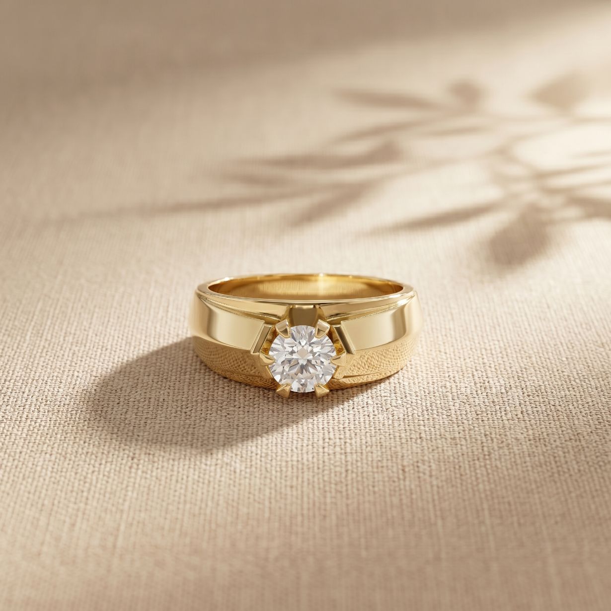 1CTW Crown Solitaire Lab Grown Diamond Ring For Men Gold