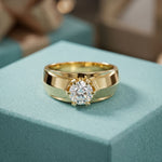 1CTW Crown Solitaire Lab Grown Diamond Ring For Men Gold