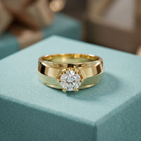 1CTW Crown Solitaire Lab Grown Diamond Ring For Men Gold
