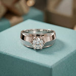 1CTW Crown Solitaire Lab Grown Diamond Ring For Men White 
