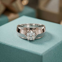 1CTW Crown Solitaire Lab Grown Diamond Ring For Men White 