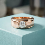 0.75CTW Regent Crest Lab Grown Diamond 18K Gold Ring Ring For Men Rose Gold