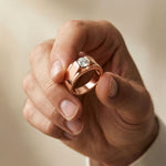 0.75CTW Regent Crest Lab Grown Diamond 18K Gold Ring Ring For Men Rose Gold