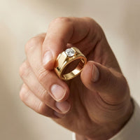 0.75CTW Regent Crest Lab Grown Diamond 18K Gold Ring Ring For Men Gold