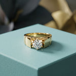 1.50CTW Imperial Round Lab Grown Diamond Ring For Men Gold