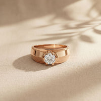 0.75CTW Round Vanguard Crest Lab Grown Diamond Ring For Men Rose Gold