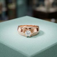0.75CTW Round Vanguard Crest Lab Grown Diamond Ring For Men Rose Gold