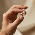 0.75CTW Round Vanguard Crest Lab Grown Diamond Ring For Men Rose Gold