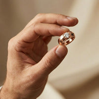 0.75CTW Round Vanguard Crest Lab Grown Diamond Ring For Men Rose Gold