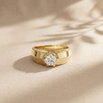 0.75CTW Round Vanguard Crest Lab Grown Diamond Ring For Men Gold