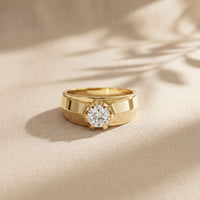 0.75CTW Round Vanguard Crest Lab Grown Diamond Ring For Men Gold