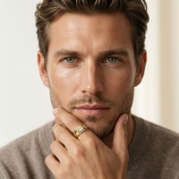 0.75CTW Round Vanguard Crest Lab Grown Diamond Ring For Men Gold