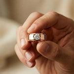 0.75CTW Round Vanguard Crown Lab Grown Diamond Ring For Men Rose Gold