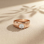 0.75CTW Round Vanguard Crown Lab Grown Diamond Ring For Men Rose Gold
