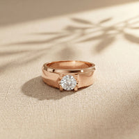 0.75CTW Round Vanguard Crown Lab Grown Diamond Ring For Men Rose Gold
