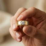 0.75CTW Round Vanguard Crown Lab Grown Diamond Ring For Men Gold
