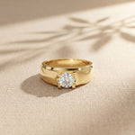 0.75CTW Round Vanguard Crown Lab Grown Diamond Ring For Men Gold
