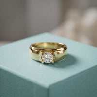 0.75CTW Round Vanguard Crown Lab Grown Diamond Ring For Men Gold
