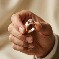 0.75CTW Vanguard Solitaire Lab Grown Diamond Ring For Men Rose Gold