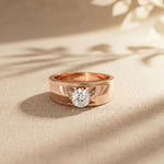 0.75CTW Vanguard Solitaire Lab Grown Diamond Ring For Men Rose Gold