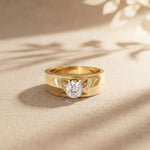 0.75CTW Vanguard Solitaire Lab Grown Diamond Ring For Men Gold