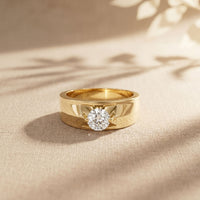 0.75CTW Vanguard Solitaire Lab Grown Diamond Ring For Men Gold