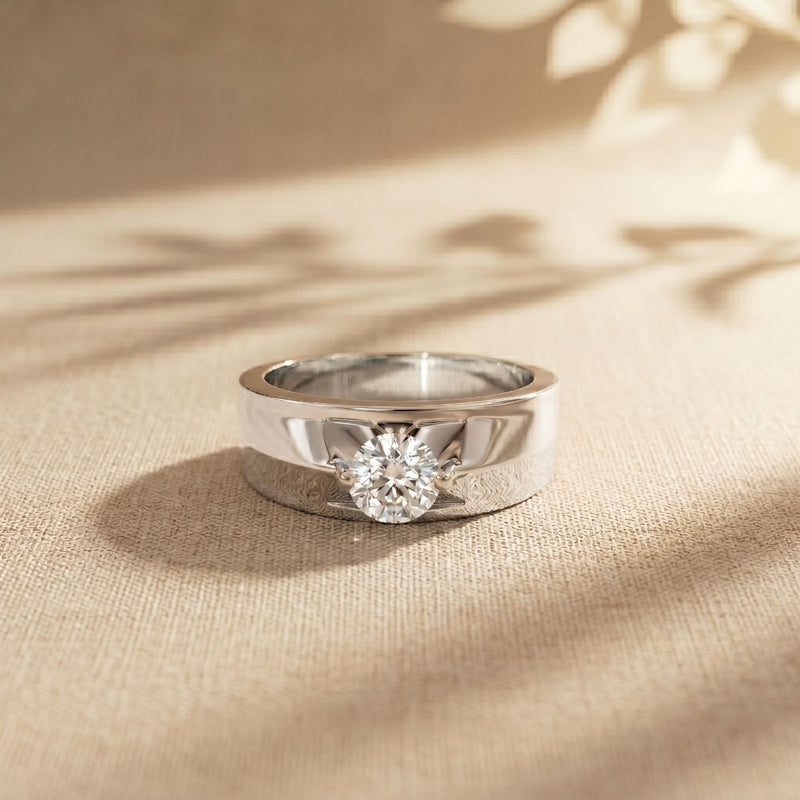 0.75CTW Vanguard Solitaire Lab Grown Diamond Ring For Men White