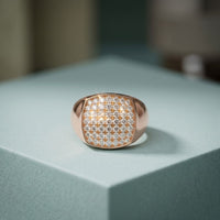 0.70 Ct Round Monarch Pavé Lab Grown Diamond Ring For Men Rose Gold