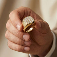 0.70 Ct Round Monarch Pavé Lab Grown Diamond Ring For Men Gold