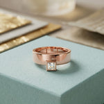 0.25CTW Princess Apex Bezel Lab Grown Diamond Ring For Men Rose Gold