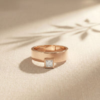 0.25CTW Princess Apex Bezel Lab Grown Diamond Ring For Men Rose Gold