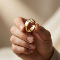 0.25CTW Princess Apex Bezel Lab Grown Diamond Ring For Men Gold